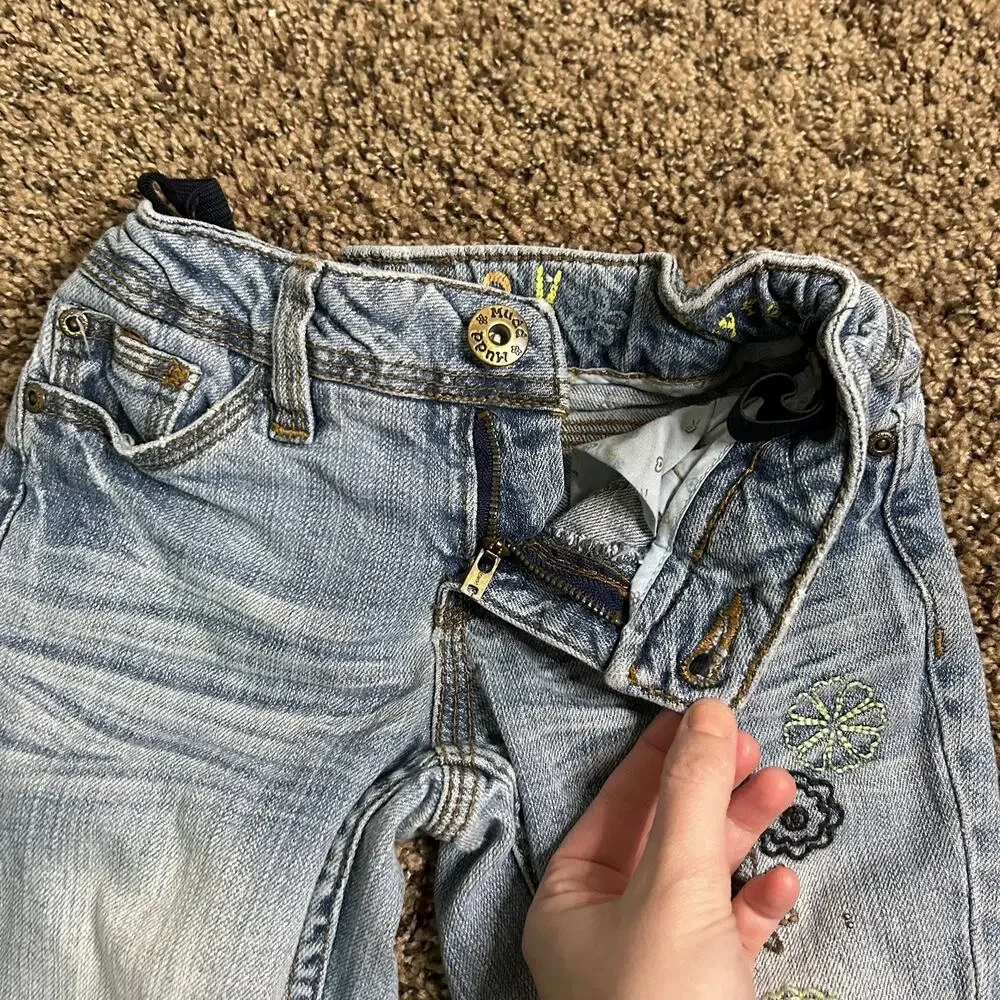 Vintage Y2K Girls Sz 8 Mudd Baby Flare Hippie Peace Sign Flare Jeans - Picture 3 of 16